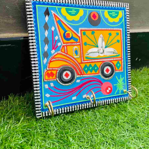 Colorful Truck Art Key Holder - Featuring Bus