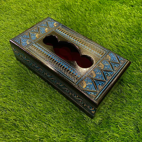 Black and Blue Naqshi Tissue Box