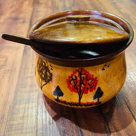 Foliate Design Sugar Pot with Spoon