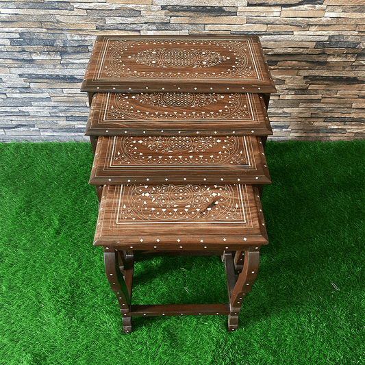 riwayati-white-art-dark-brown-20"-nesting-tables-set-of-4-naksh-decor-home-furniture-nesting-table-tables-0