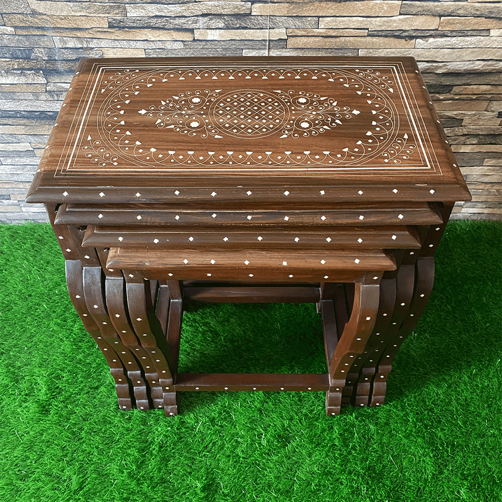 riwayati-white-art-dark-brown-20"-nesting-tables-set-of-4-naksh-decor-home-furniture-nesting-table-tables-1