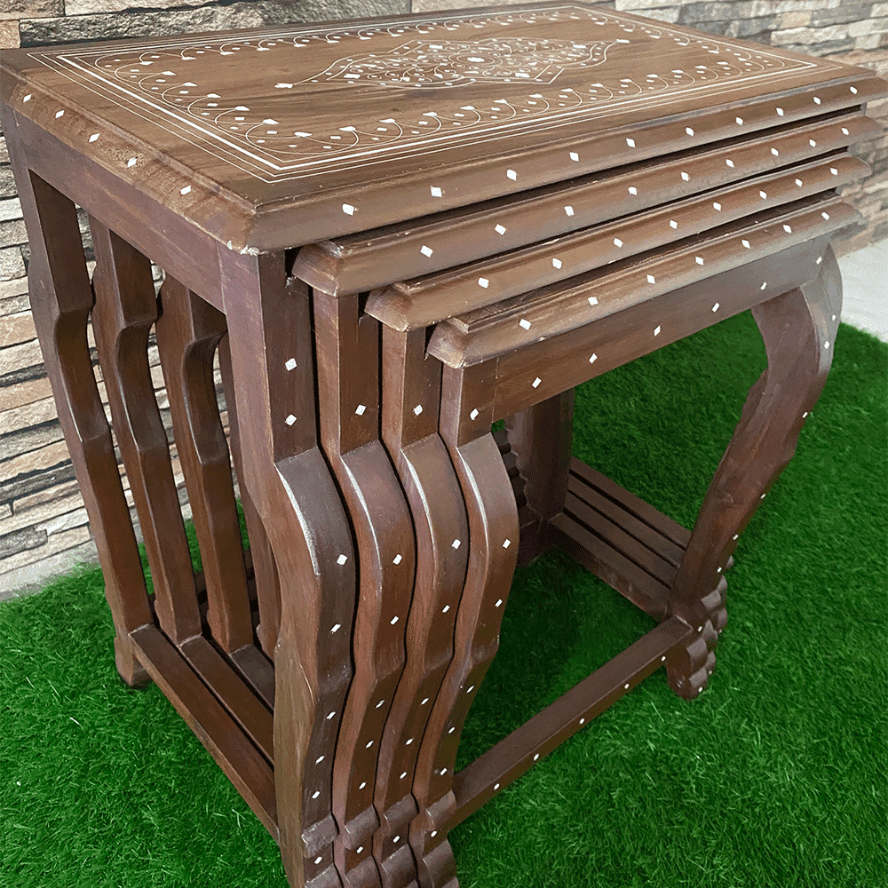 mughlia-white-art-dark-brown-20"-nesting-tables-set-of-4-naksh-decor-best-sellers-home-furniture-naqshi-table-tables-4