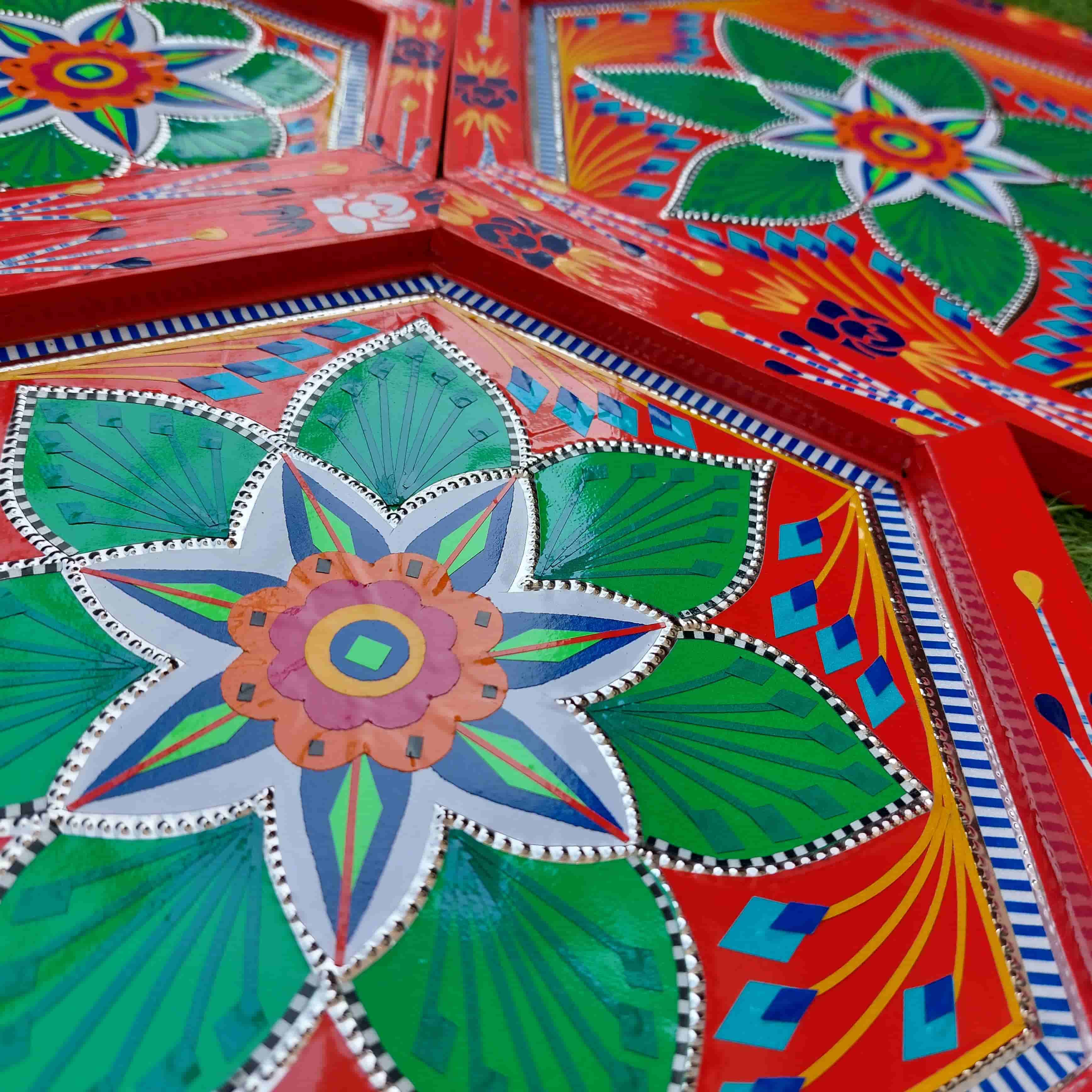 hexagon-shape-tray-truck-art-handmade-in-red-color-naqshi.pk-kitchen-decor-trays-truck-art-3
