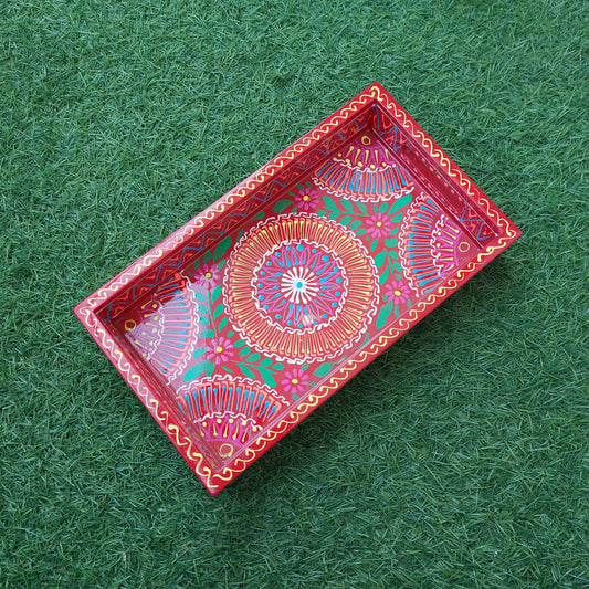 Rectangle Truck Art Tray in Red Color.