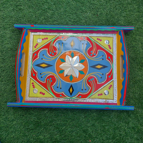 Chamakpatti Art Wooden Tray Handcrafted