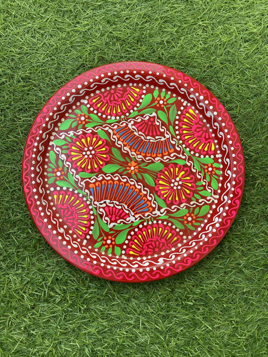 red-handcrafted-colorful-truck-art-plate.-naksh-decor-kitchen-decor-plates-truck-art-0