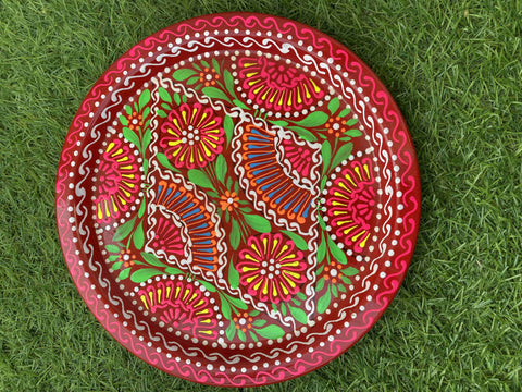 red-handcrafted-colorful-truck-art-plate.-naksh-decor-kitchen-decor-plates-truck-art-2