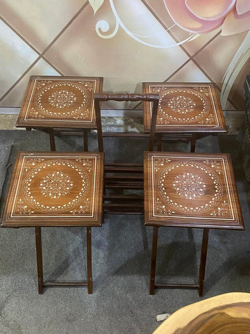 White Art Wooden Picnic Table Set Of 4