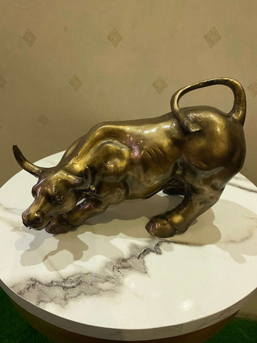 Fiber Fine Art Golden Bull Sculpture Home Decor