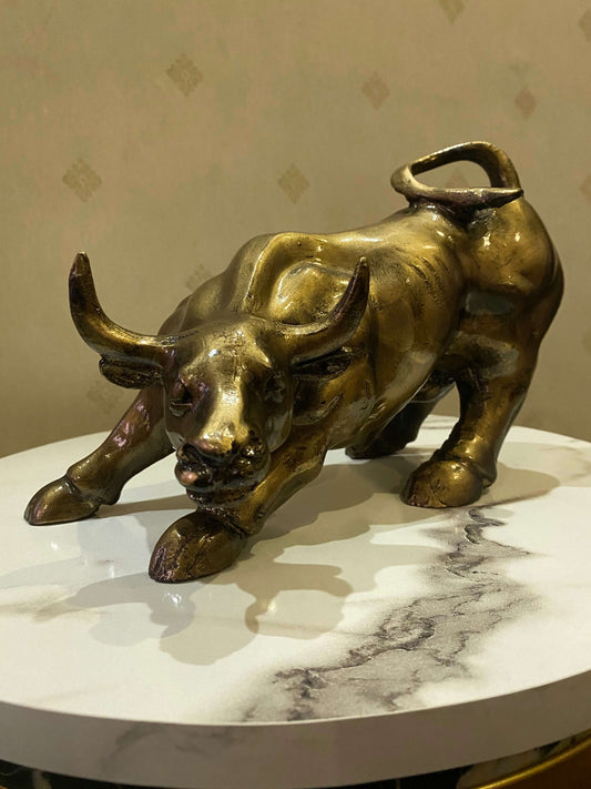 Fiber Fine Art Golden Bull Sculpture Home Decor