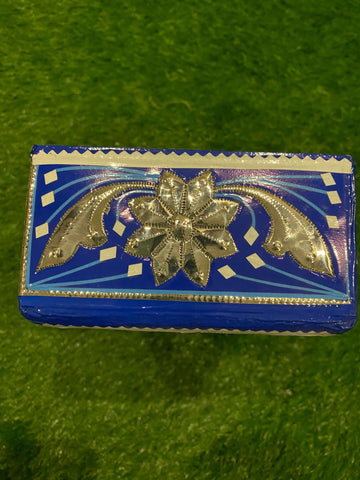 Handcrafted Chamakpatti Tissue Box in Royal Blue