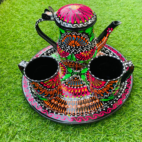 Unique Tea-Set in Black Truck Art Pakistan Traditions.