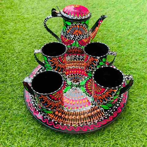 unique-tea-set-in-black-truck-art-pakistan-traditions.-naqshi.pk-chainak-kitchen-decor-tea-set-truck-art-5