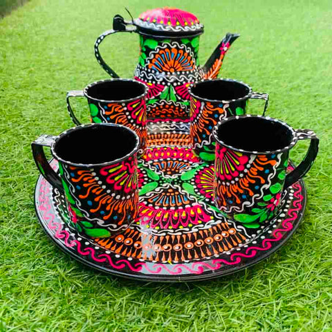 unique-tea-set-in-black-truck-art-pakistan-traditions.-naqshi.pk-chainak-kitchen-decor-tea-set-truck-art-6