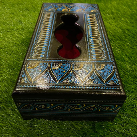 Black and Blue Naqshi Tissue Box